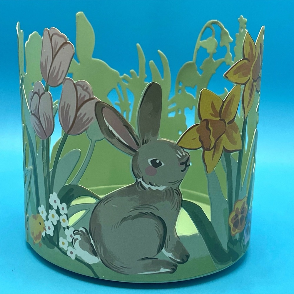 Celebrateâ Together Bunny Floral Candle Holder Sleeve Green Easter Spring Tulip